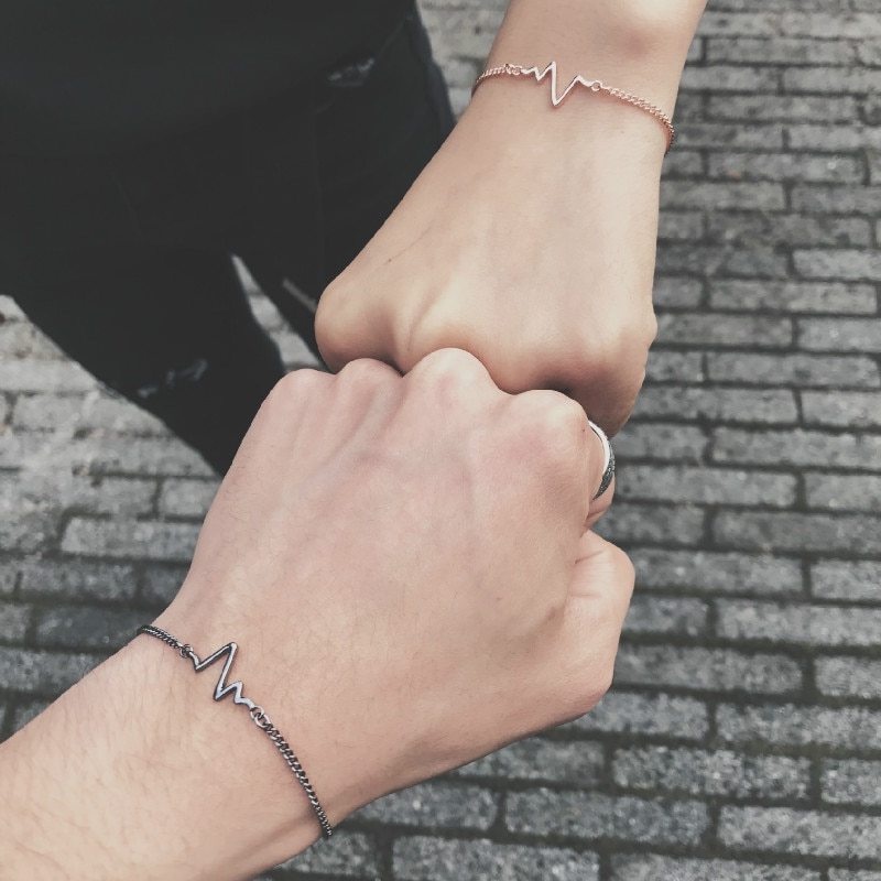 1 Vòng Tay Hợp Kim Hình Nhịp Tim Có Thể Điều Chỉnh Thời Trang Unisex