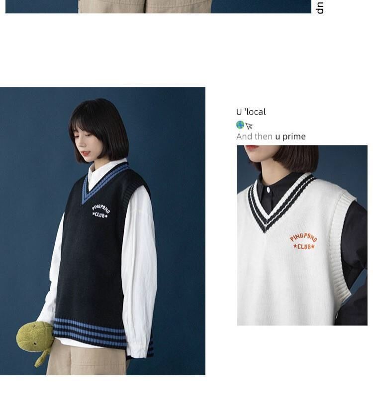 Áo sweater nữ sinh dáng rộng cổ chữ V phong cách Nhật Hàn