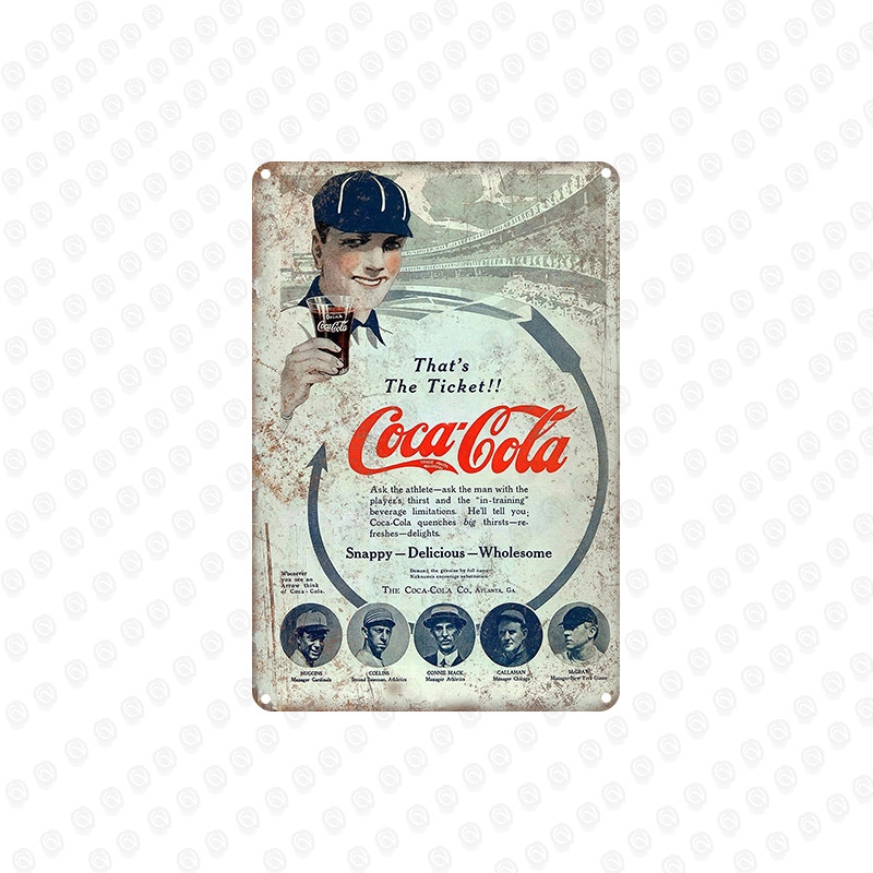 Bảng kim loại trang trí tường in chữ Ice Cold Coca Cola cổ điển