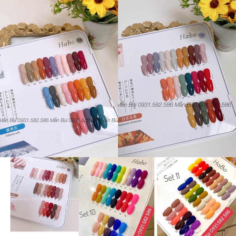 Set sơn gel Habo 24 màu cao cấp - tặng bảng màu sơn sẵn