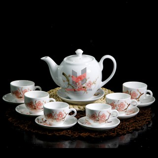 KHAI XUÂN ĐẦU ĂN Ắp Chọn Tác Trà Hoa Nhài Vẽ Đào, Bộ Tách Trà, Bộ Tách Trà Gốm Sứ, Bộ Ấm Pha Trà, Bộ Ấm Pha Trà Đẹp