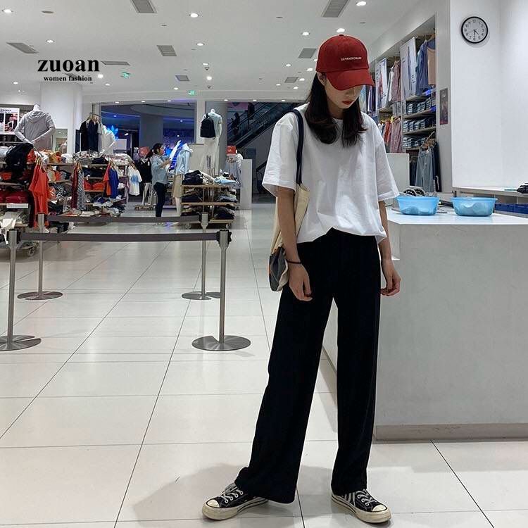 SUXI Quần Dài Nữ Ống Rộng Lưng Thun Co Giãn Thời Trang Năng Động