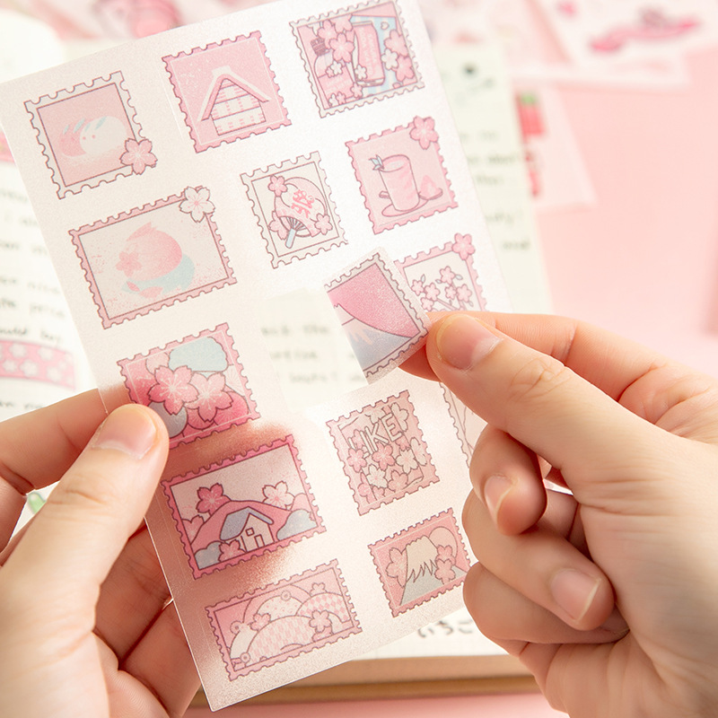 Set 4 tờ sticker trang trí sổ tay/điện thoại họa tiết hoạt hình dễ thương DIY