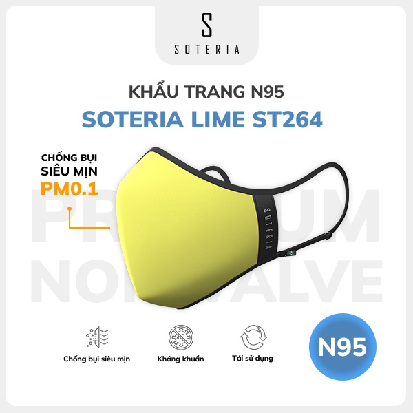 Khẩu trang thời trang Soteria Lime ST264 - N95 lọc 99% bụi mịn 0.1 micro - Size S,M,L