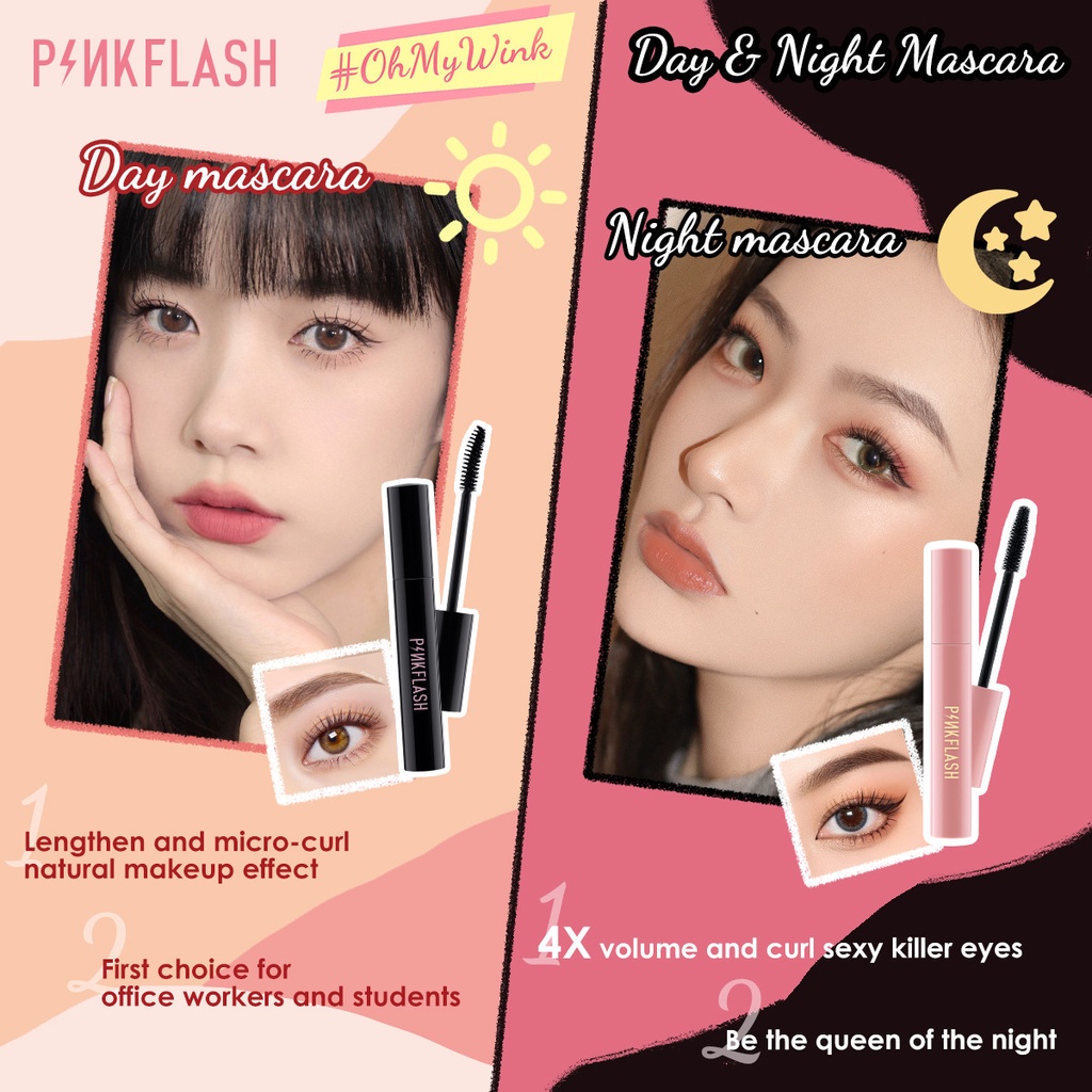 Mascara PINKFLASH Với 2 Loại Tùy Chọn Kháng Nước Giúp Chuốt Mi Cong Và Dài