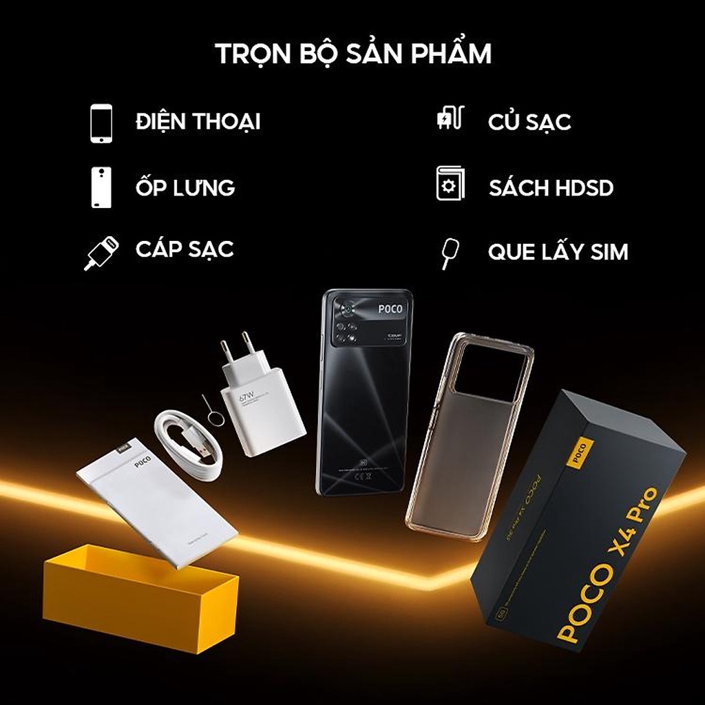 Điện thoại Xiaomi POCO X4 Pro 5G | AMOLED 120Hz | Bộ ba camera 108MP l Sạc nhanh 67W - Hàng Chính Hãng