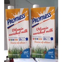 SỮA TƯƠI KHÔNG ĐƯỜNG ÍT BÉO  PROMESS UHT BỔ SUNG VITAMINES D/B1/B2/B5/B12 THÙNG 6 HỘP 1L