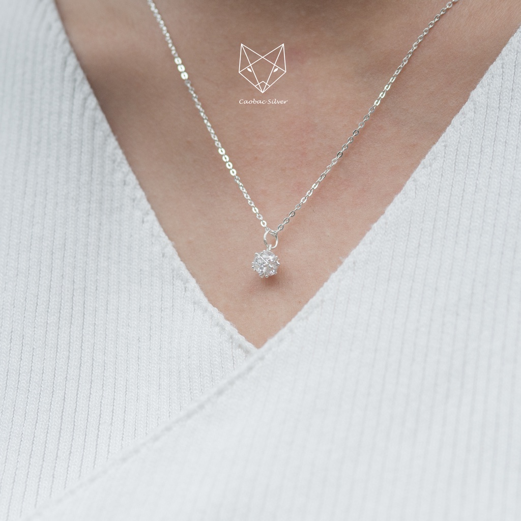 Dây Chuyền Bạc Ta Cao Cấp CaoBac Silver Hoạ Tiết Cầu Đá Thiết Kế Độc Lạ, Mới Lạ Dành Tặng Riêng Cho Bạn Gái