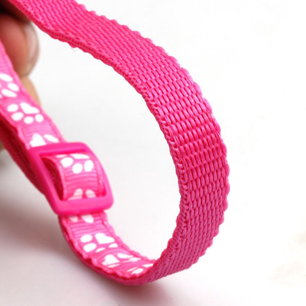 Vòng cổ nylon nhiều màu in hình bàn chân thú phối chuông cho thú cưng