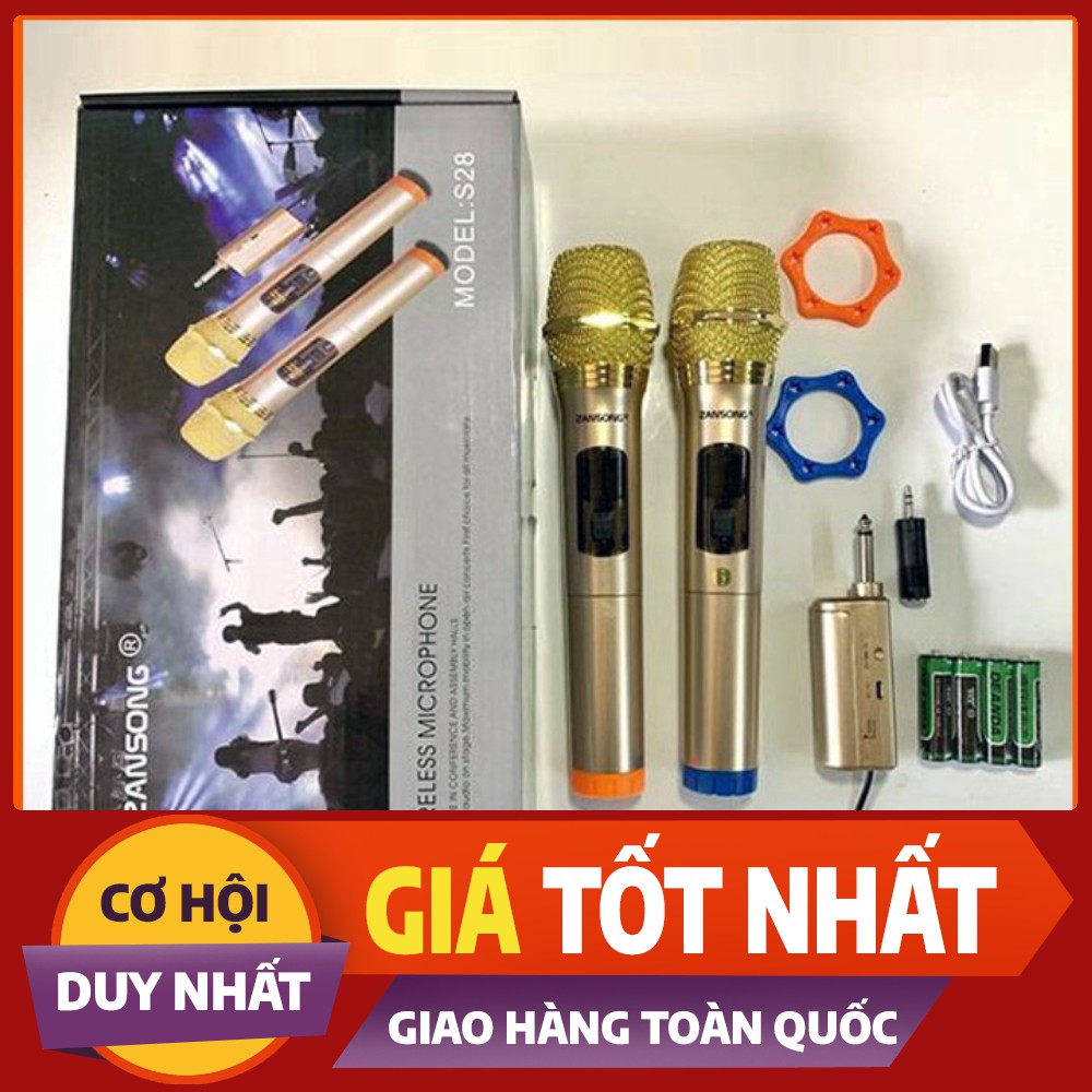 Bộ 2 Cái Micro Không Dây Cao Cấp Zansong S28 Cho Amly, Loa Kéo Bluetooth