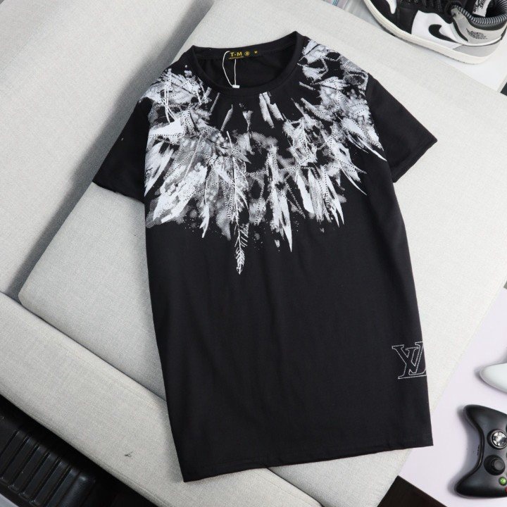 Áo Thun Nam Cổ TRòn Phối Họa Tiết Cổ Loang Màu Thời Trang Phong Cách Soái Ca