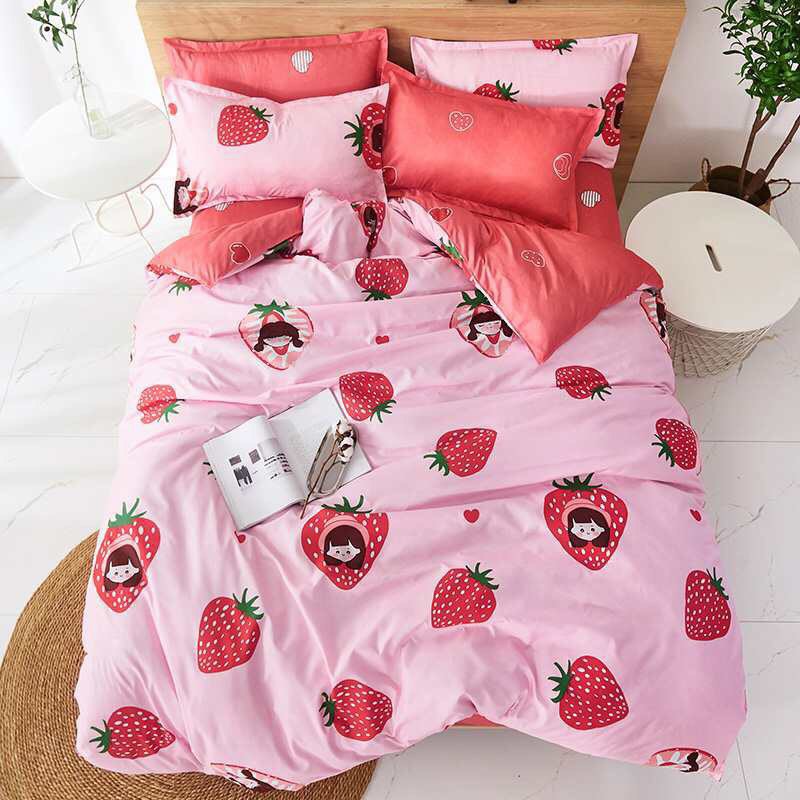 Bộ Chăn Ga Cotton Poly  Mẫu dâu mới