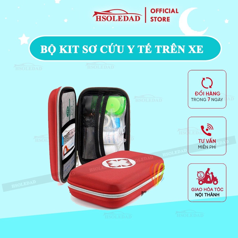 Bộ dụng cụ sơ cứu y tế đầy đủ dụng cụ cần thiết, hộp gọn gàng dễ cất