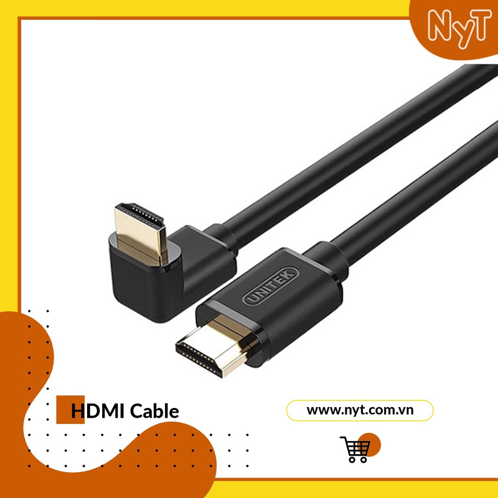 Dây HDMI 10M Đầu Vuông Góc Unitek Y-C1012 Chính Hãng (bẻ xuống )