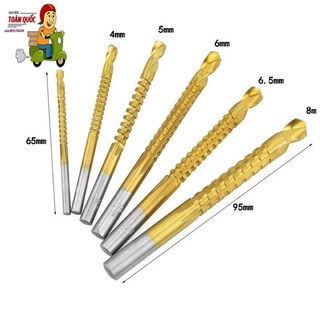 Bộ 6 mũi khoan cưa,mũi khoan khoét rãnh phủ Titanium