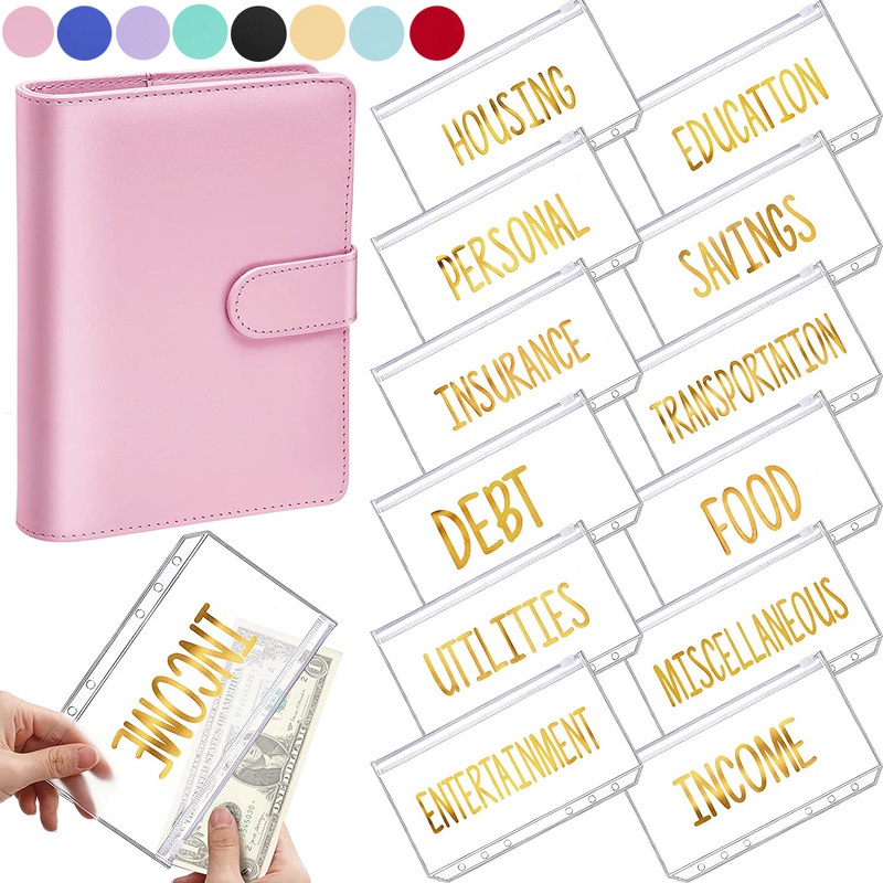 Sổ Tay A6 Bìa Da PU Có 12 Khóa Kéo Tiện Dụng