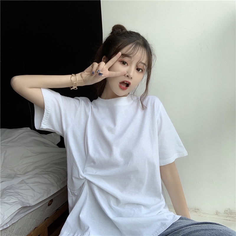 SUXI Áo Thun Tay Ngắn Dáng Rộng Phong Cách Hàn Quốc Cho Nữ
