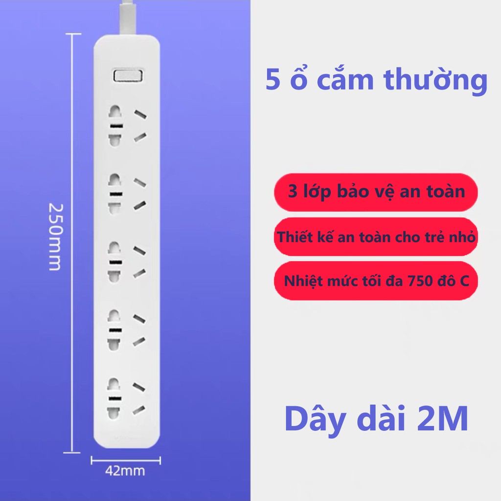 Ổ cắm điện thông minh Xiaomi Power Strip tích hợp 3 cổng sạc USB - Ổ cắm Xiaomi power trip siêu bền HB88