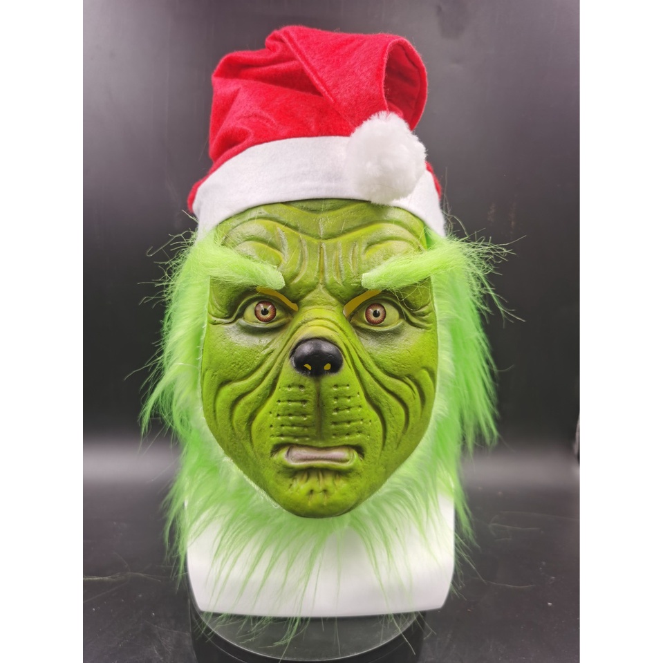 Mặt Nạ Quái Vật Màu Xanh Lá Cây Bằng Latex Hóa Trang Halloween / Giáng Sinh