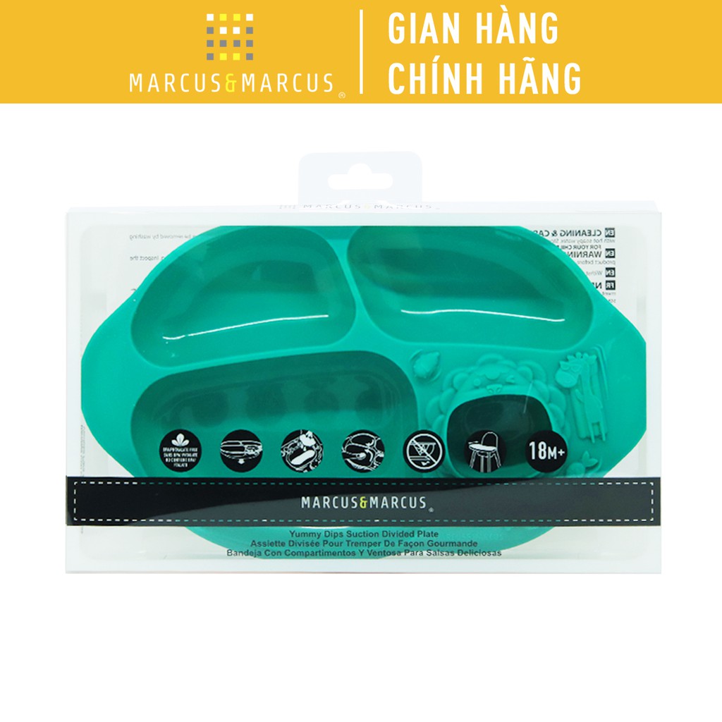 Đĩa ăn dặm silicon chia ngăn có đế hút chân không chống đổ Yummy Marcus &amp; Marcus, cho bé từ 18 tháng - Ollie