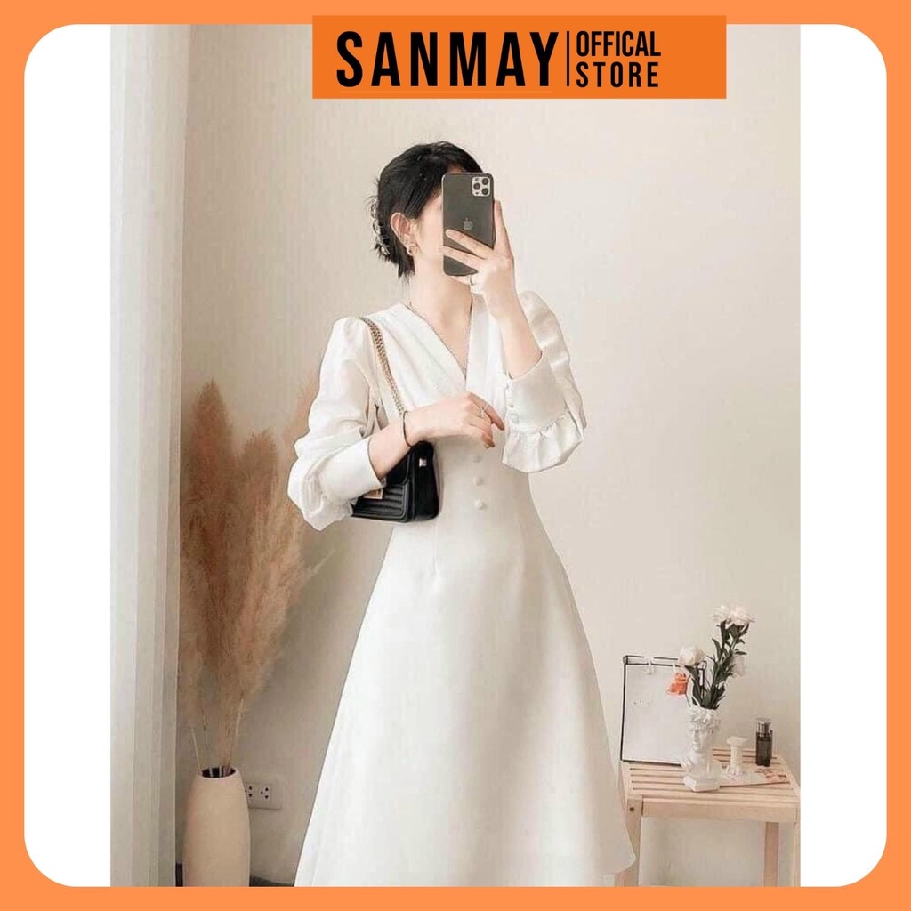 Đầm Cô Dâu Trắng SANJOLI Váy Đi Dự Tiệc Cưới Tay Dài Đẹp Dáng Suông Maxi Cao Cấp Thiết Kế Sang Trọng Hàn Quốc VD034 | BigBuy360 - bigbuy360.vn