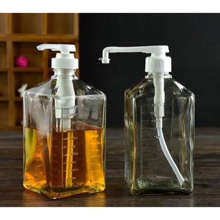 Bình Bơm Thủy Tinh Sirup - Dung Tích 1100ml Có Vòi Bơm 10cc