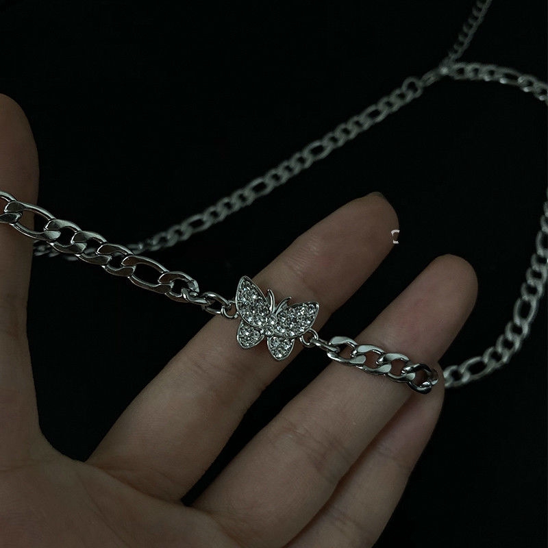 [Giao Hàng Miễn Phí] Vòng Cổ choker Mặt Hình Bướm Đính Đá Giả Kim Cương Phong Cách ins Phong Cách ins 22378