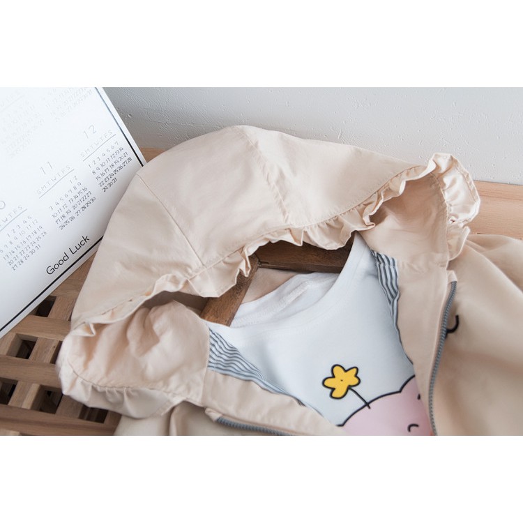 Áo khoác đuôi bèo bé gái thêu sư tử size 11-22kg AK29