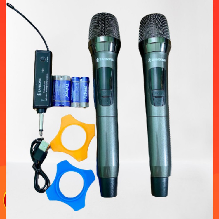 Bộ Micro Không Dây Đa Chức Năng ZANSONG V28 Mic Cầm Tay Nhỏ Gọn Thiết Kế Sang Trọng Chống Hú Tốt . Độ Nhạy Mic Cực Cao