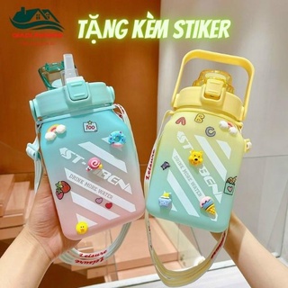 [Tặng Kèm Stikker] Bình Đựng Nước 1,5L Chia Vạch Dễ Thương Tặng Kèm Sitker - Mẫu Hót Nhất 2022