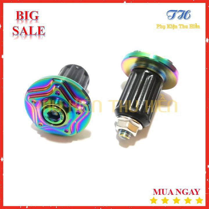 Cặp gù tay lái xe máy mẫu  ngôi sao Inox màu titan chắc chắn làm đẹp cho xe Exciter 150 Winner Wave,...