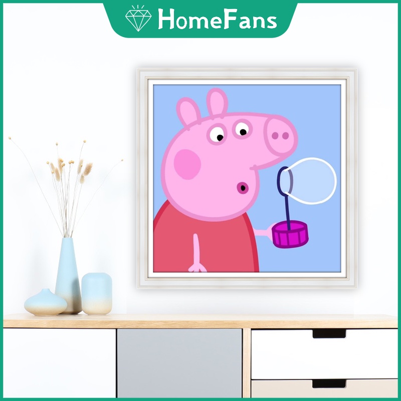 Bộ Tranh Đính Đá 5D Tự Làm Hình Heo Peppa 30x30cm / 40x40cm