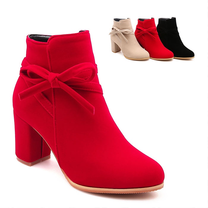 Giày Bốt Da Lộn Gót Dày Phong Cách Âu Mỹ Thời Trang Thu Đông Cho Nữ Size 40 41 42 43 33