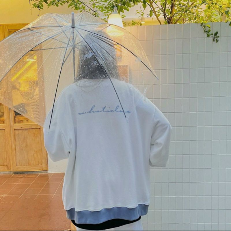 Áo Khoác Nỉ Bông Cardigan WHATISLOVE 20inch Trắng Phối Xanh Đậm Unisex Ulzzang | BigBuy360 - bigbuy360.vn