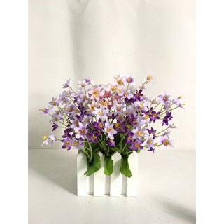 Giỏ gỗ hoa tóc tiên giả nhỏ- Hoa giả