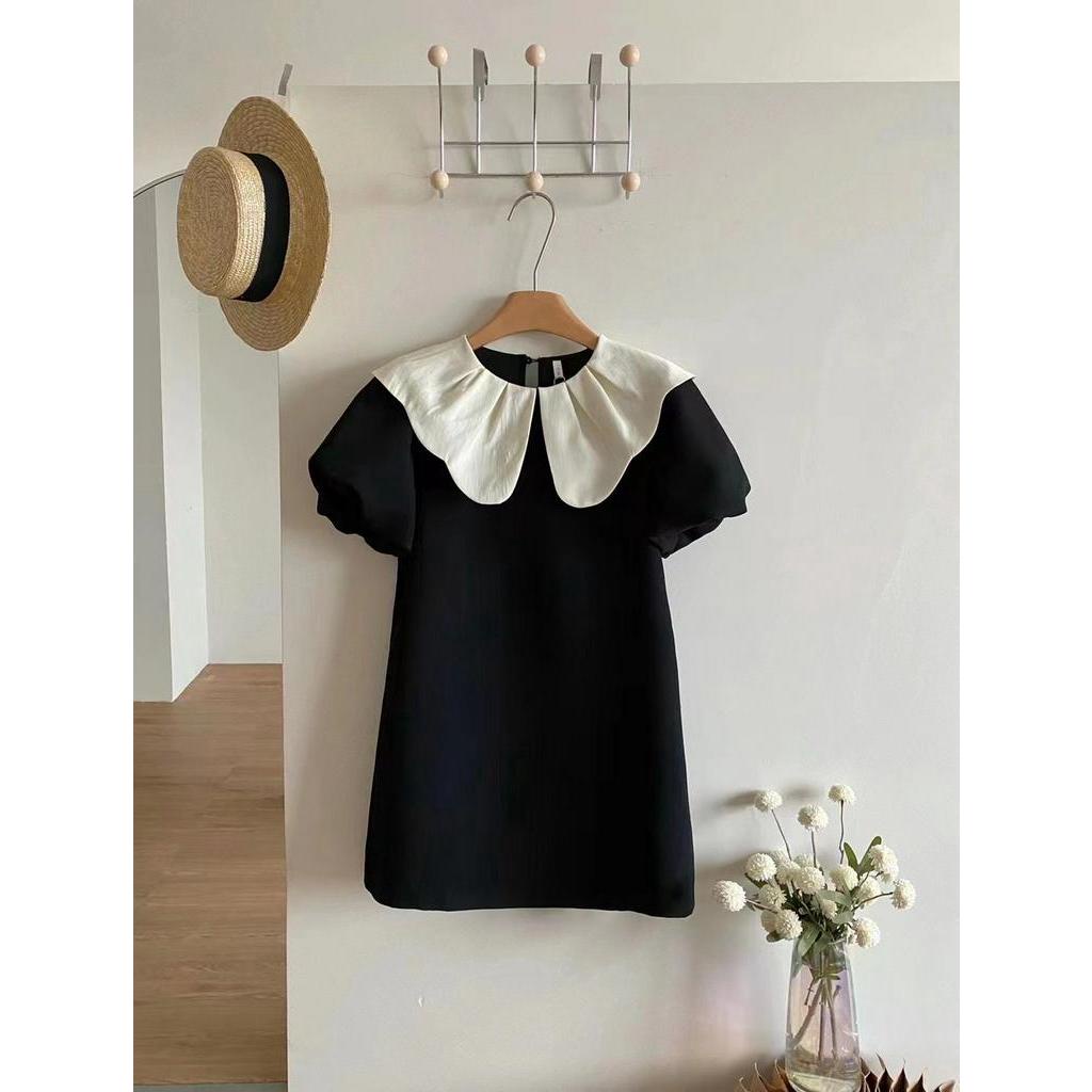 Đầm Ngắn Tay Phối Màu Đen Trắng Thời Trang Sành Điệu 64097