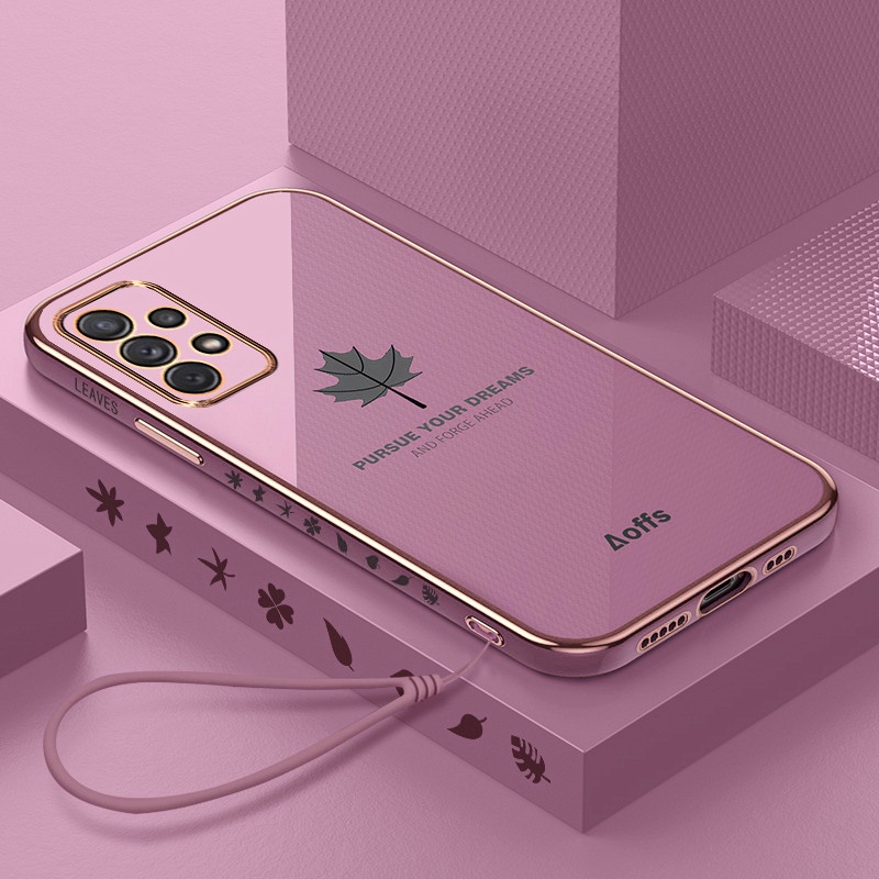 Ốp lưng điện thoại mạ sang trọng tương thích với Samsung A52 A12/ A32 4G/ A72 5G/ A11/ A21S/ A31/ A51/ A71/ A20/ A20S/ A30/ A30S/ A50/ A50S Vỏ silicon mềm TPU có dây buộc case