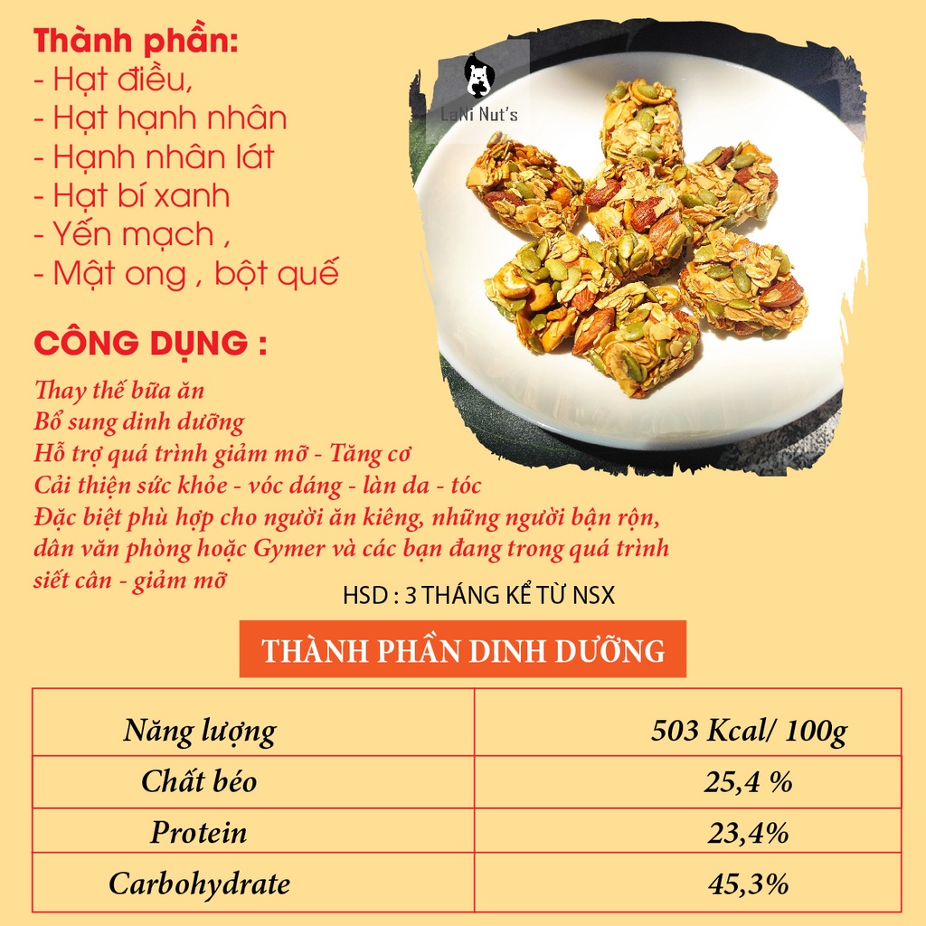 Bánh hạt ngũ cốc ăn kiêng - Bánh giảm cân - Ngũ cốc siêu hạt - Bánh ăn kiêng 500g