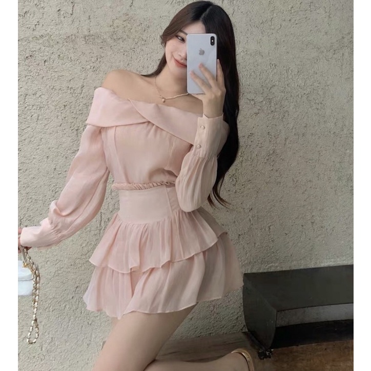 Order váy ngắn dài tay trễ vai sexy ôm eo cá tính