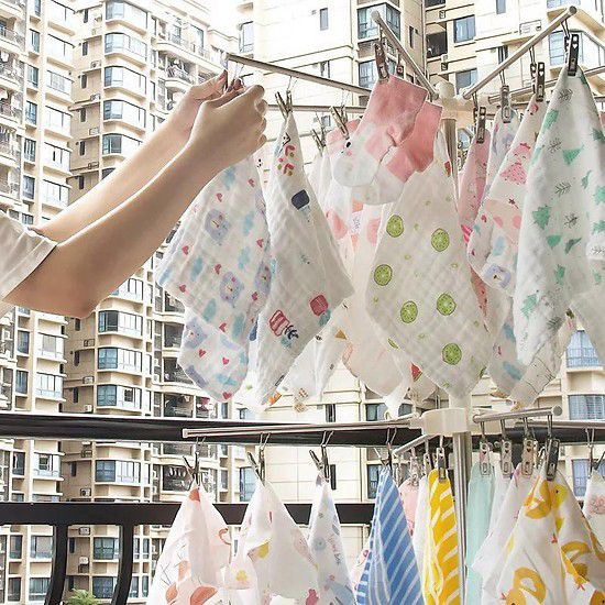 Cây sào inox phơi đồ, áo quần 3 tầng 56 kẹp đa năng gấp gọn cho mẹ và bé