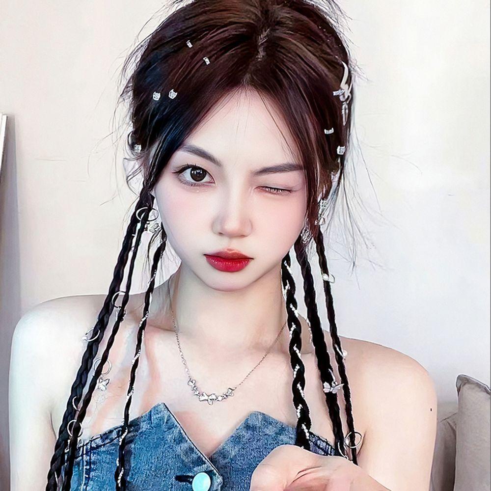 Dây Buộc Tóc Giả Thắt Bím Đuôi Ngựa Co Giãn Y2K Dành Cho Nữ