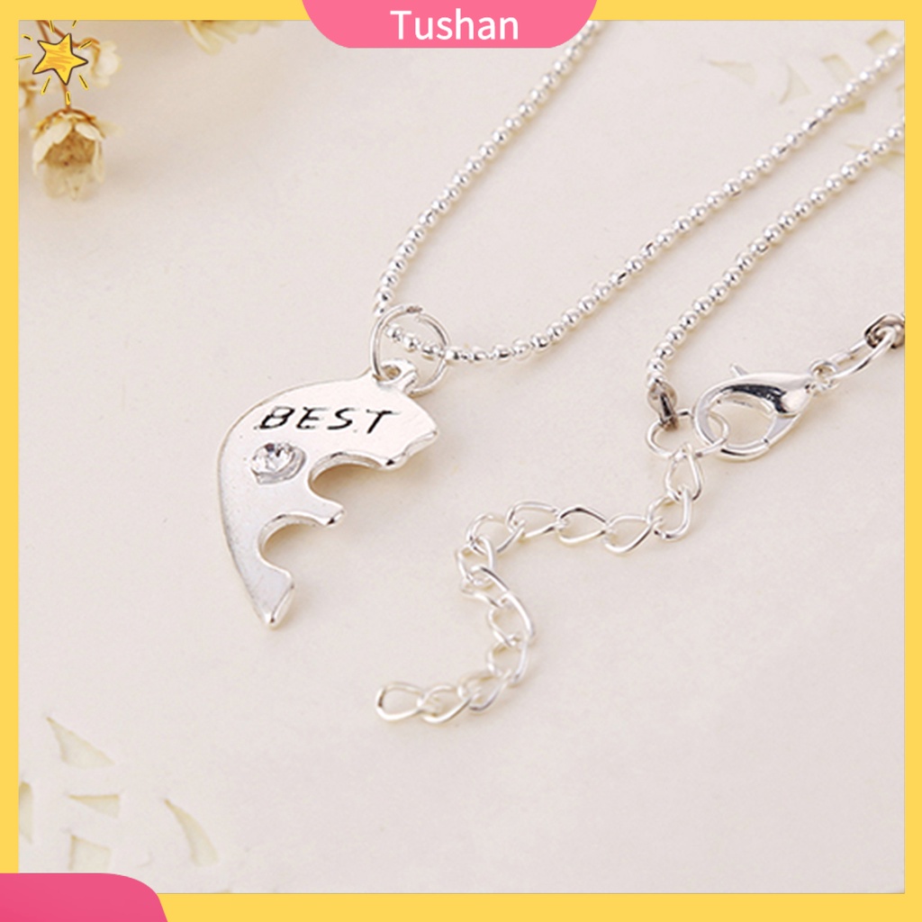 TUSH_3Pcs Women's Best Friends Forever Split Heart Friendship Necklace Set Jewelry