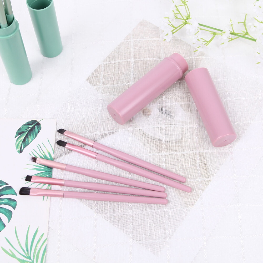 Bộ 5 Cọ Trang Điểm Phấn Mắt/Kẻ Mắt/Che Khuyết Điểm 15cm Nhỏ Gọn Kèm Hộp Cho Người Mới Bắt Đầu Qipin