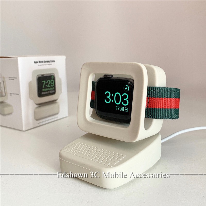 Apple Đế Sạc Đồng Hồ Thông Minh Iwatch Bằng Silicon Phong Cách Vintage