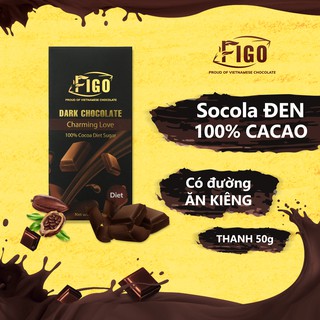 [GIÁ DÙNG THỬ SP MỚI] Kẹo Socola đen 100% cacao + đường ăn kiêng giảm cân 50g Figo - Chế độ keto, eat clean,DAS, LOWCARB