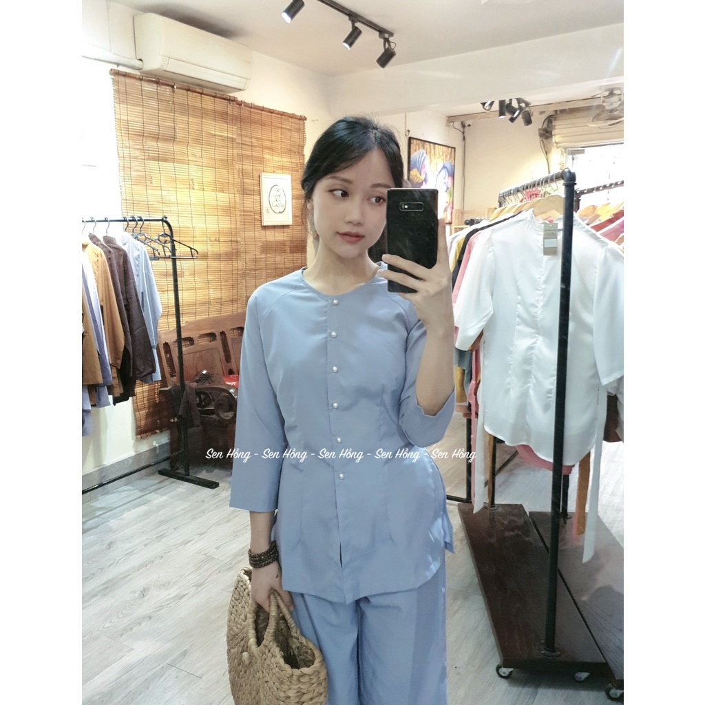 BÀ BA KATE NỮ 4 MÀU # đồ lam đi chùa đi chơi # bà ba truyền thống dáng trơn đính cúc ngọc B15