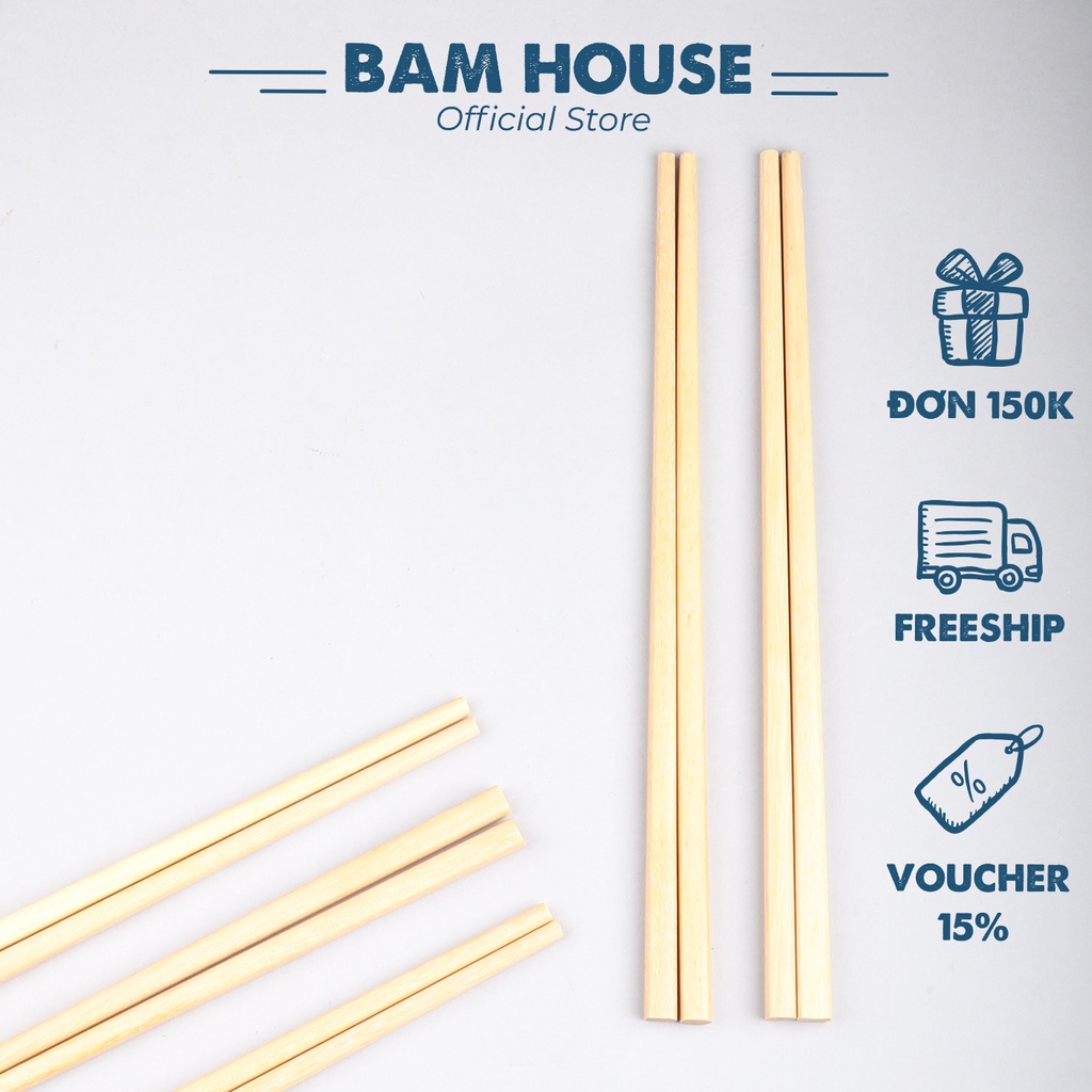 Bộ 10 đôi đũa gỗ xương gà Bam House màu be cao cấp thân thiện môi trường DXG03