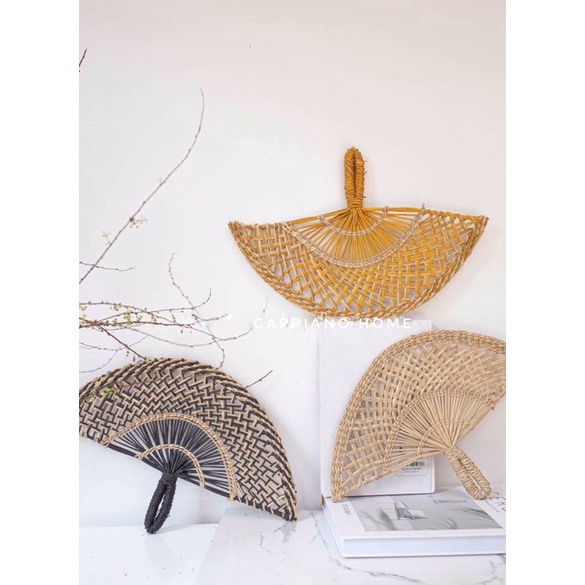 Bộ ba quạt tiêu treo tường, set quạt ba màu decor treo trang trí nhà - Cappiano home