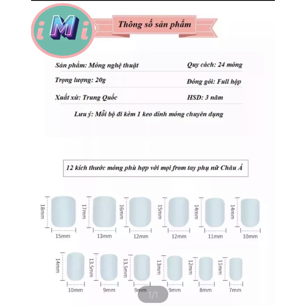 Set 24 móng tay giả họa tiết tuần lộc cute đón giáng sinh  tặng kèm keo dán 149