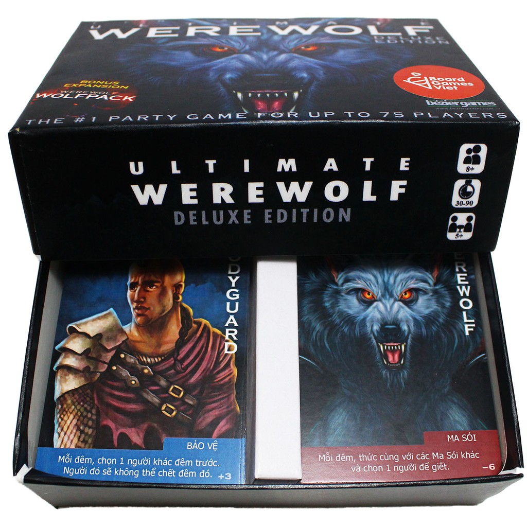 Bài Ma Sói-Ultimate Werewolf Deluxe 2014 (Giấy Cứng Cán Nhựa+Tiếng Việt) – 1 Bộ